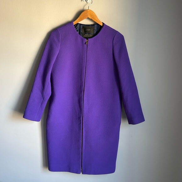 J Crew Collarless  wool Blend  Italian Double Cloth Coat 0 - Picture 2 of 14